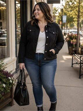 Torrid Black Jean Jacket Size 5 US 5X Plus Stretch Classic Trucker